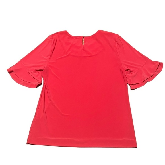 Karl Lagerfeld bright pink ruffle sleeve blouse with back pearl button closure - Picture 2 of 10